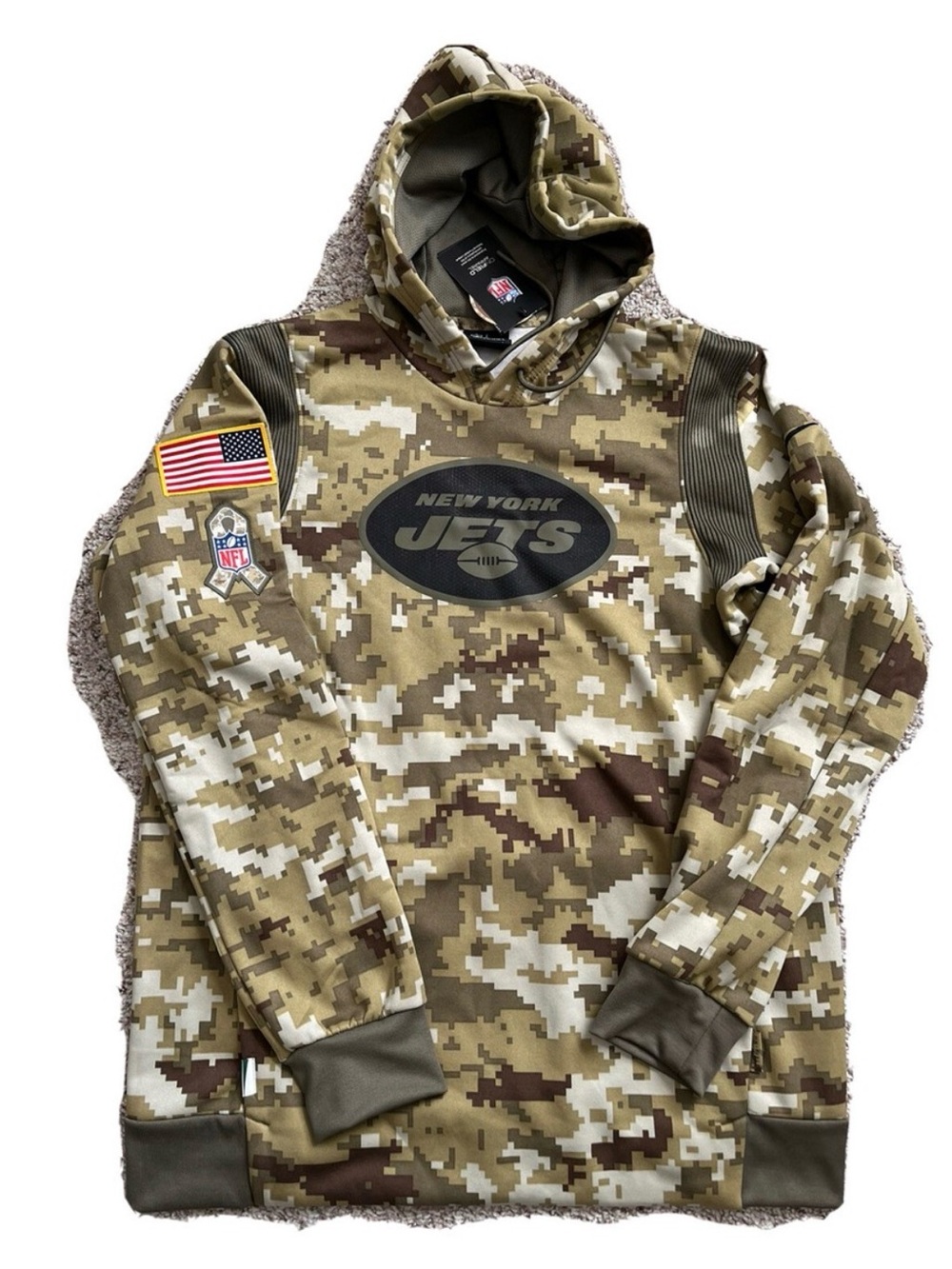 New York Jets Nike Salute to Service Therma-Fit Camouflage Hoodie